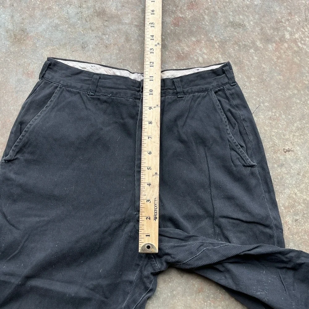 Vintage 50s 60s Black Striped Buckle Back Workwear Pants Talon Zipper 28x29 - Picture 9 of 11